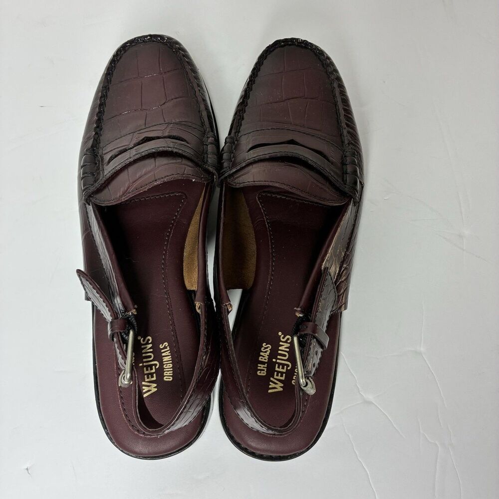 G.H. Bass Weejuns Whitney Croco Loafer Shoes Womens 8.5 Red Leather Slingback